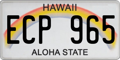 HI license plate ECP965