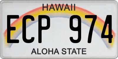 HI license plate ECP974