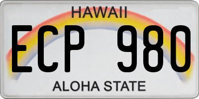 HI license plate ECP980
