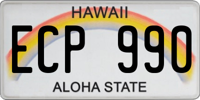 HI license plate ECP990