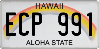 HI license plate ECP991