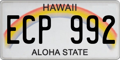 HI license plate ECP992