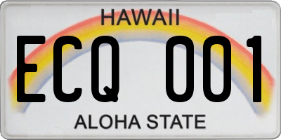HI license plate ECQ001