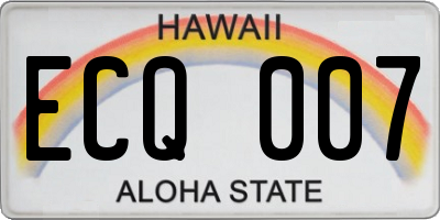 HI license plate ECQ007