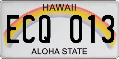HI license plate ECQ013