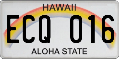 HI license plate ECQ016
