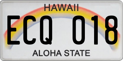 HI license plate ECQ018