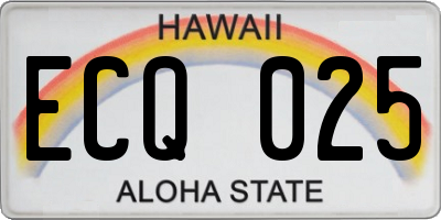 HI license plate ECQ025