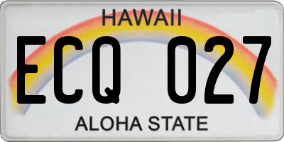 HI license plate ECQ027