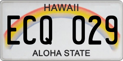HI license plate ECQ029