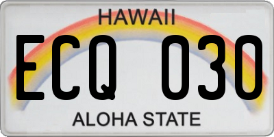 HI license plate ECQ030