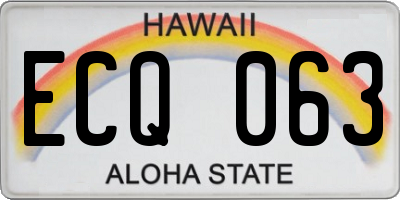 HI license plate ECQ063