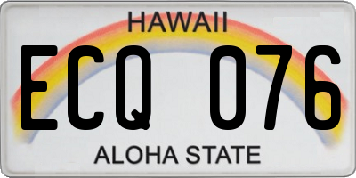 HI license plate ECQ076