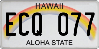 HI license plate ECQ077