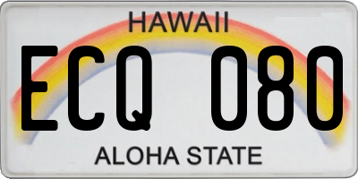HI license plate ECQ080