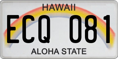 HI license plate ECQ081