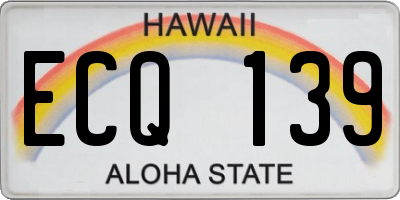 HI license plate ECQ139