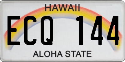 HI license plate ECQ144