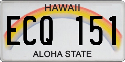 HI license plate ECQ151
