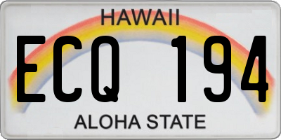 HI license plate ECQ194