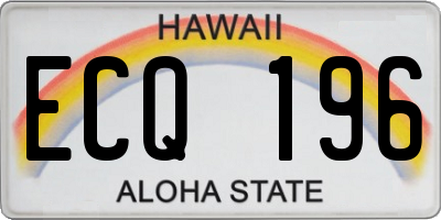 HI license plate ECQ196