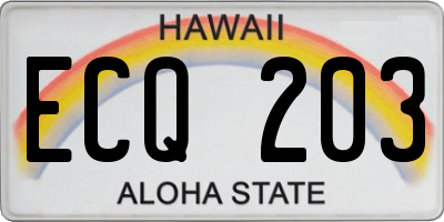 HI license plate ECQ203