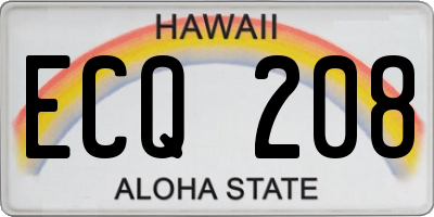 HI license plate ECQ208