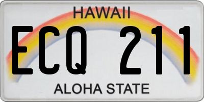 HI license plate ECQ211