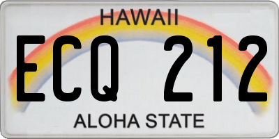 HI license plate ECQ212