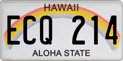 HI license plate ECQ214