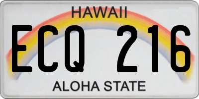 HI license plate ECQ216