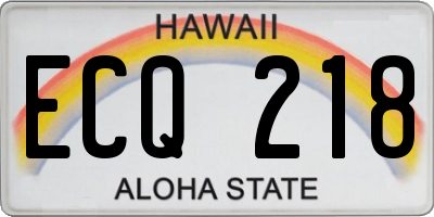 HI license plate ECQ218