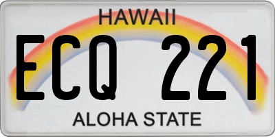 HI license plate ECQ221