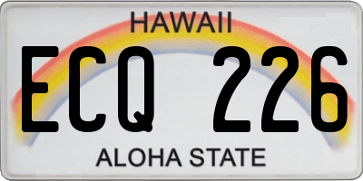 HI license plate ECQ226