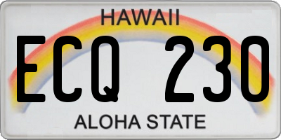 HI license plate ECQ230