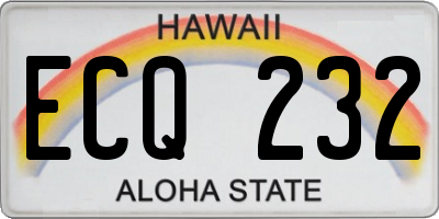 HI license plate ECQ232