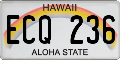 HI license plate ECQ236