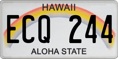 HI license plate ECQ244