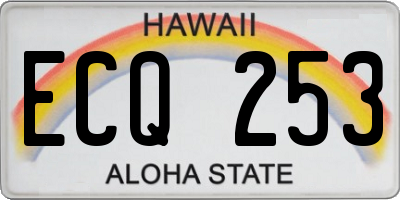 HI license plate ECQ253