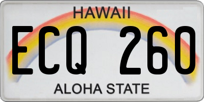 HI license plate ECQ260