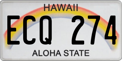 HI license plate ECQ274