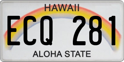 HI license plate ECQ281