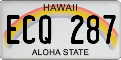HI license plate ECQ287