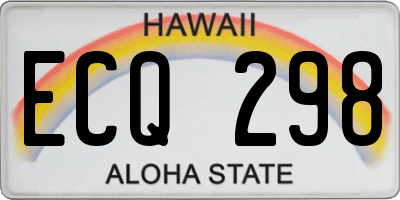 HI license plate ECQ298
