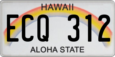 HI license plate ECQ312