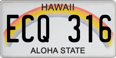 HI license plate ECQ316
