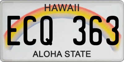 HI license plate ECQ363
