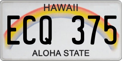 HI license plate ECQ375
