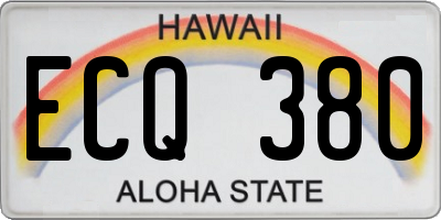 HI license plate ECQ380