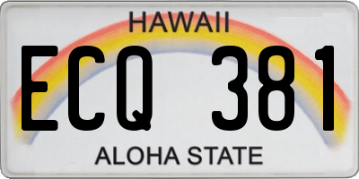 HI license plate ECQ381